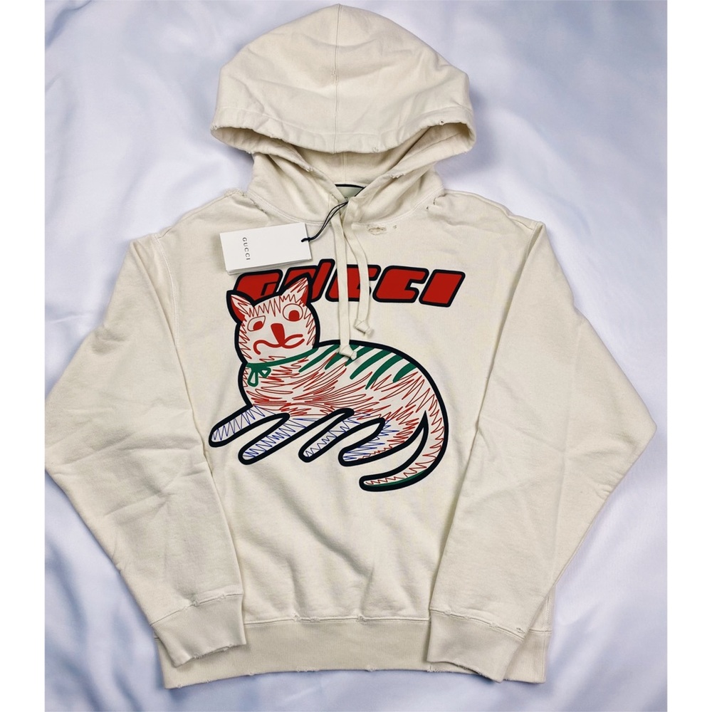 Gucci cat logo-print hoodie